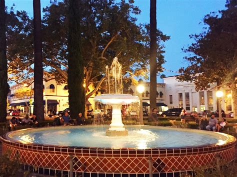 The fountain in Old Towne Orange is a gathering place for college students and residents alike ...