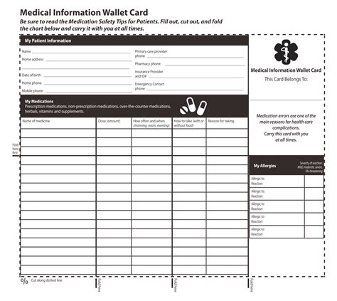 Printable Medication List For Wallet