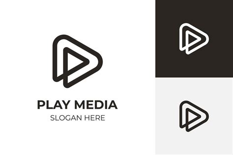 Play button for media app logo design with initial letter p line logo ...