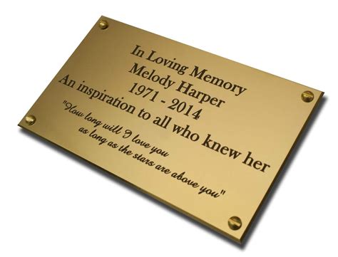 8" x 6" Rectangular solid brass engraved nameplate. Personalised engraved memorial plaque ...