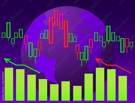 stock market diagram with globe map Stock Vector | Adobe Stock