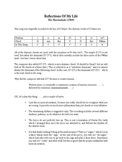 Reflections of My Life (G Major)-1 | Chord (Music) | Musicology