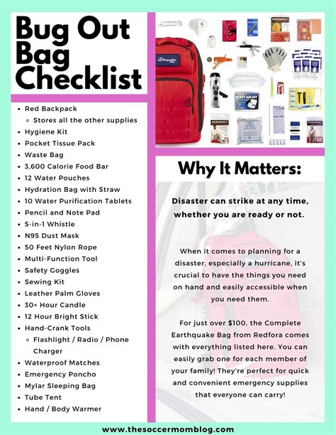 Bug Out Bag Checklist Printable Pdf