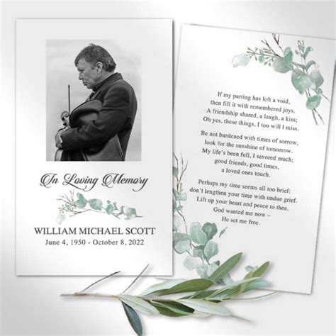 Funeral Memorial Card with Photo Memorial Keepsake