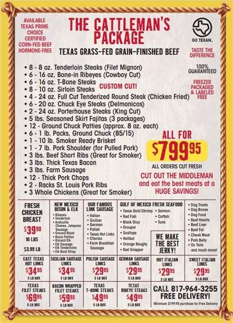 Online Menu of Ranchers Fed Beef, Granbury, TX