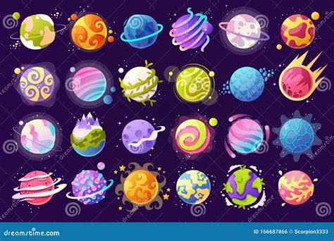 Set Of Cartoon Planets. Vector Stock Illustration | CartoonDealer.com ...