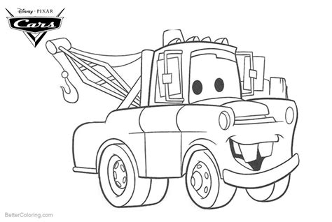 Coloring Pages of Cars Pixar Tow Mater - Free Printable Coloring Pages