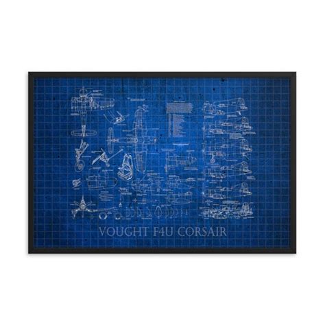 Corsair Fighter Plane Blueprint Poster. Mancave Wall Art Dad - Etsy