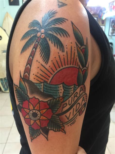 Pura Vida done by Kawika Montoya @ Good Life Tattoo in Santa Teresa, Costa Rica : r/tattoos