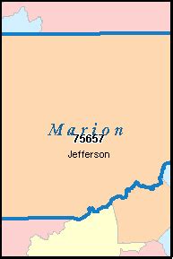 MARION County, Texas Digital ZIP Code Map