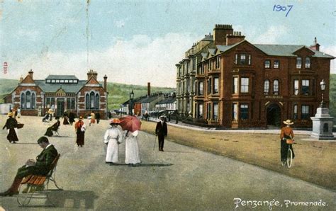 View of Penzance promenade showing Beachfield Hotel and Cafe Marina, c ...