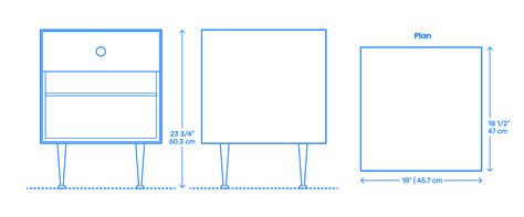 Nelson Thin Edge Bedside Table Dimensions & Drawings | Dimensions.Guide