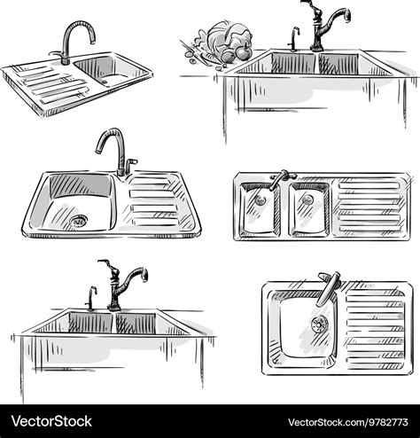 Set of kitchen sinks Royalty Free Vector Image