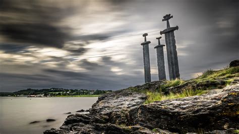 Three swords on rock, fjell, stavanger, norway HD wallpaper | Wallpaper Flare