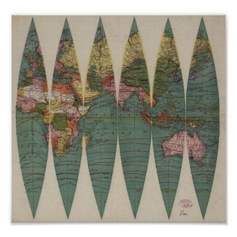 Antique World Map Rand McNally 1891 Poster | Zazzle | Antique world map ...