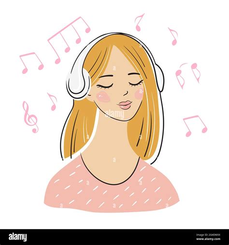 Cartoon girl character listening music hi-res stock photography and images - Alamy