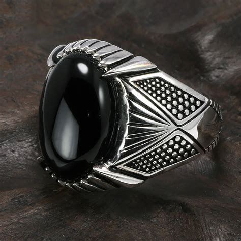 Guaranteed 925 Sterling Silver Rings Antique Turkey Ring For Men Black ...