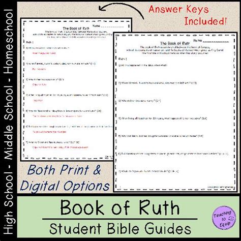 Book of Ruth Bible Study Guide worksheet packet - Classful