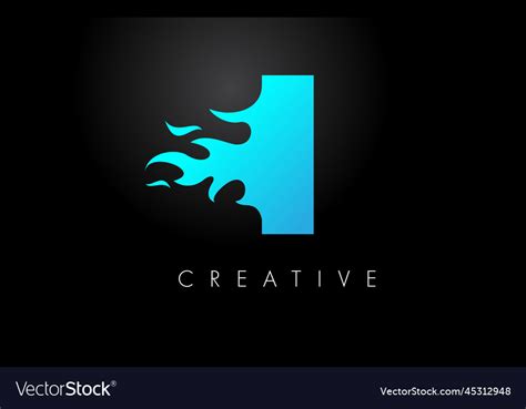 Blue fire i letter flame logo design Royalty Free Vector