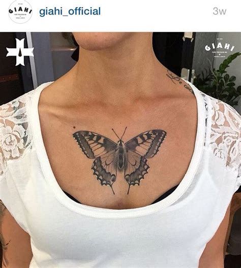 Butterfly tattoo on chest black white - giahi | Chest tattoos for women, Tattoos for women ...