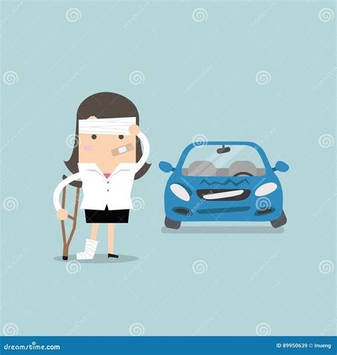 Businesswoman Be Injured with Car Accident Stock Vector - Illustration of damage, injury: 89950639