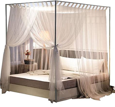 Mengersi Simple 4 Corners Post Curtain Bed Canopy Bed Frame Canopies Net,Bedroom Decoration ...