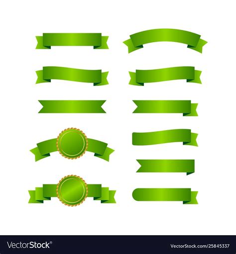 Green ribbons banners set ribbons vector image on | Баннер