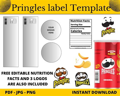 Pringles Labels Templates Pringle Can Party Favors Pringle Can Label Can Labels Editable ...