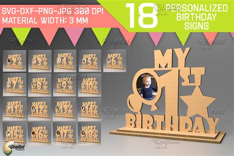 Personalized Birthday Sign Bundle. Laser Graphic by Digital Idea · Creative Fabrica