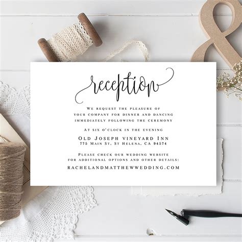 Reception card template Wedding insert templates Editable pdf | Etsy