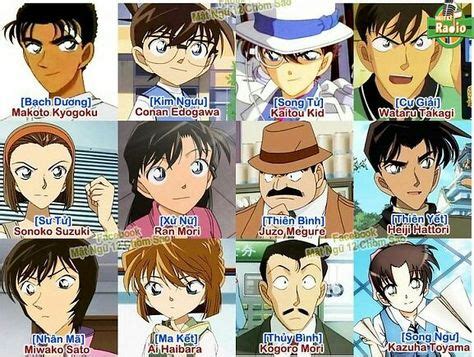 Detective conan main characters name! | Hoàng đạo, Cung hoàng đạo, Dao