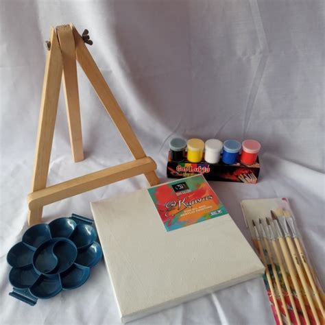 Jual Paket Melukis Kanvas/Mini easel/cat lukis/Kuas/Palet - Kab ...