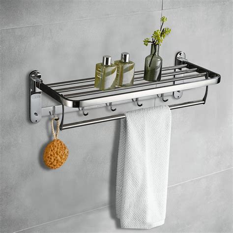 Chrome Bathroom Shelf with Hooks – Everything Bathroom