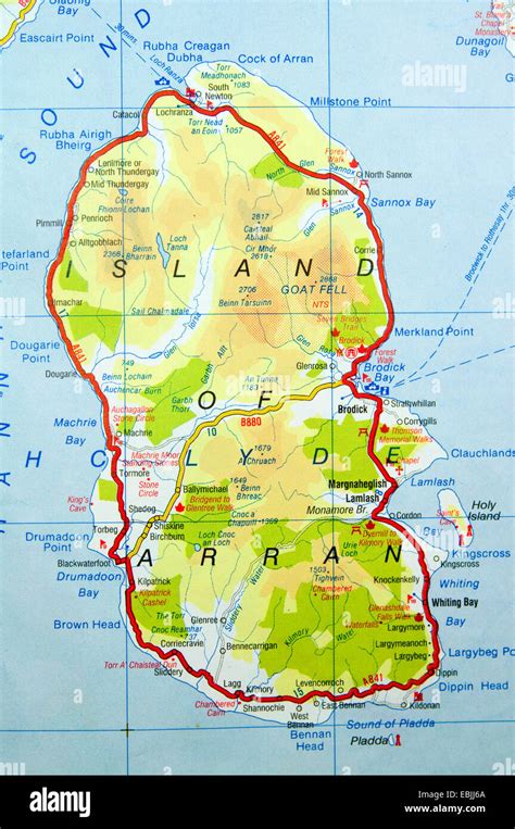 Road Map of Island of Arran, Scotland Stock Photo - Alamy