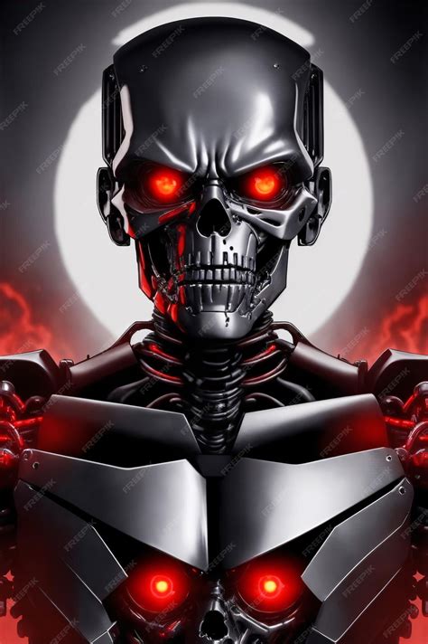 Premium AI Image | A menacing Terminator endoskeleton stares into the cam 1