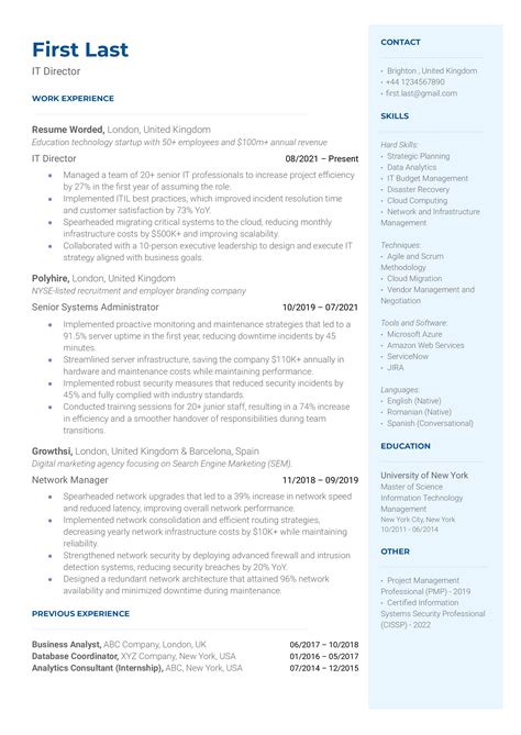 IT Director Resume Examples for 2024 | Resume Worded