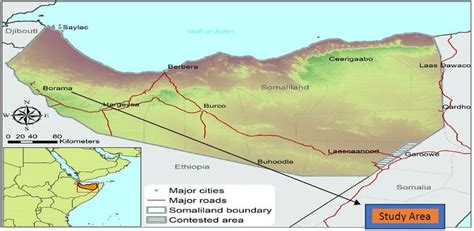 Maps of Somaliland and Awdal region indicating the study area ...