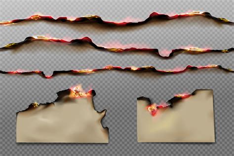 Burnt paper edges and parchment sheets with fire 15369748 Vector Art at ...