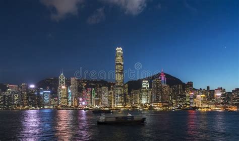 Hong Kong Victoria Harbor Night View. Stock Image - Image of asian ...