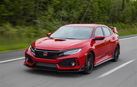 Wallpaper red, movement, vegetation, Honda, hatchback, the five-door, 2019, Civic Type R, 5th ...