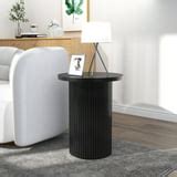 Small Modern Solid Wood End Table, Black Round Pedestal Side Table, Living Room Accent Furniture ...