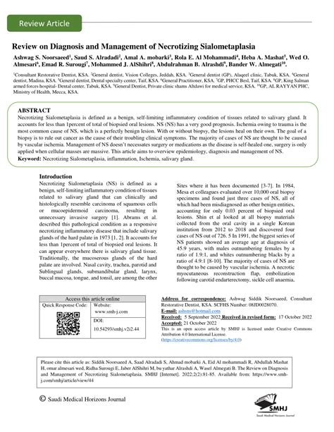 (PDF) Review on Diagnosis and Management of Necrotizing Sialometaplasia ...