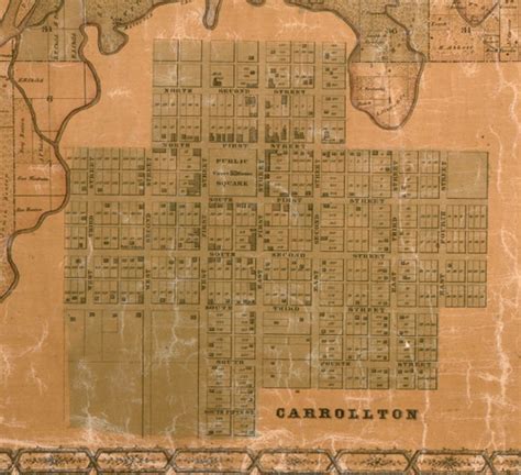 Carrollton Village - Greene Co., Illinois 1861 Old Town Map Custom ...