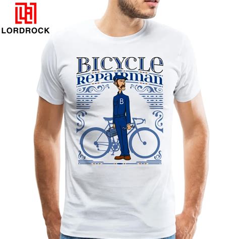 Cool Fashion Vintage Biker T Shirt Short Sleeve Men Bicycle Repairman ...