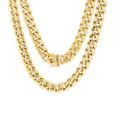 Nuragold - 10K Yellow Gold Mens 11mm Hollow Miami Cuban Link Chain Pendant Necklace, 22"- 30 ...