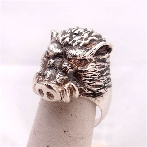 Wild Boar Ring Sterling Silver Ring Animal Ring Animal | Etsy