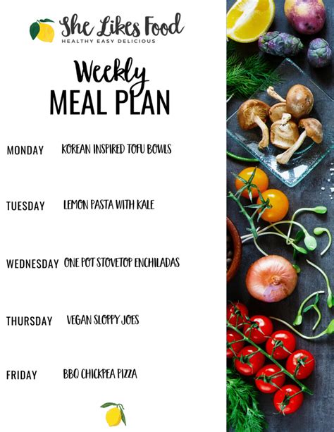 Weekly Vegetarian Meal Plans - She Likes Food