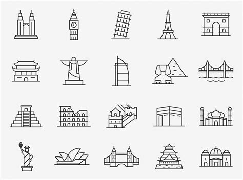 20 Landmark Vector Icons (AI)