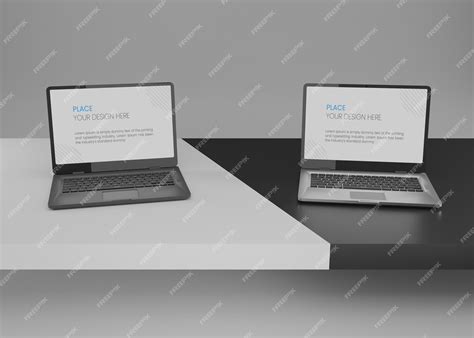 Premium PSD | Laptop mockup in black and white background