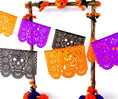 Día de Los Muertos Papel Picado Banner in Halloween Colors (5 Pack) – FIESTACONNECT